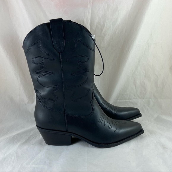 Steve Madden Ladies Black Leather Western Boots Size 10 Style # 20LB03S1 NWT - Picture 4 of 16
